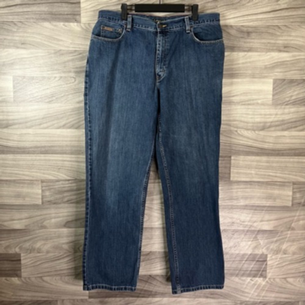 Eddie Bauer Womens 18 Straight Leg Jeans Blue‎ Pockets Med Wash Cotton High Rise